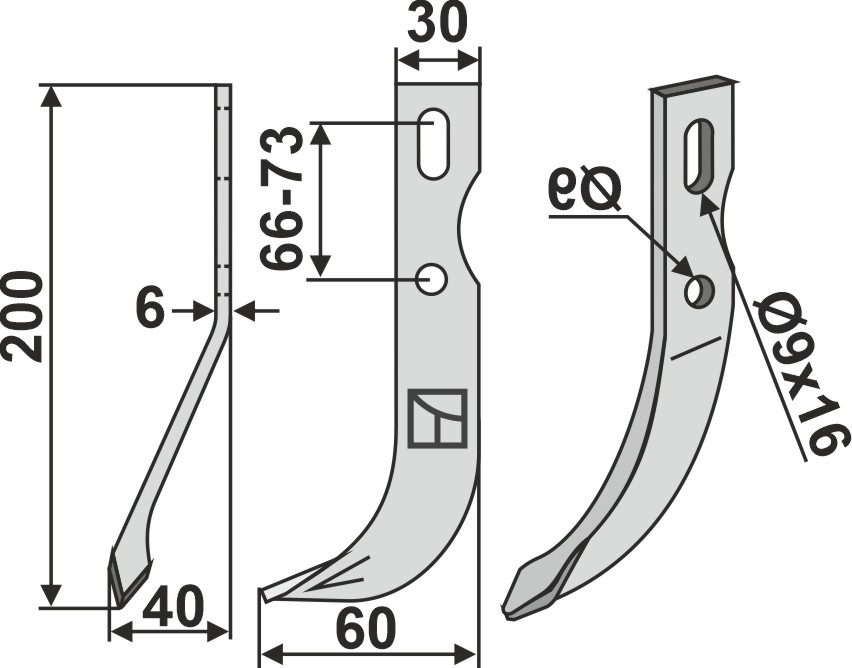 Universal Fräsmesser, linke Ausführung geeignet für: Agria Fräsmesser und Rotorzinken