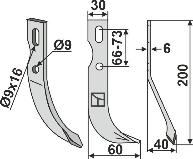 Universal Fräsmesser, rechte Ausführung geeignet für: Agria Fräsmesser und Rotorzinken