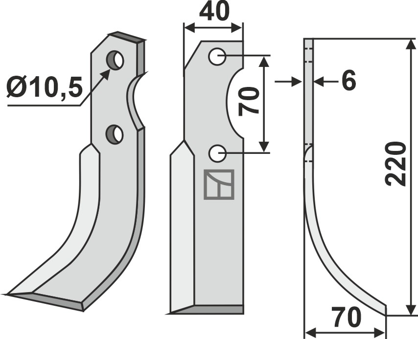 Fräsmesser, rechte Ausführung geeignet für: Brumital-Agris Fräsmesser