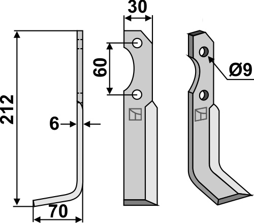 Fräsmesser, linke Ausführung geeignet für: Brumital-Agris Fräsmesser