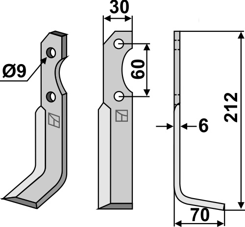 Fräsmesser, rechte Ausführung geeignet für: Brumital-Agris Fräsmesser