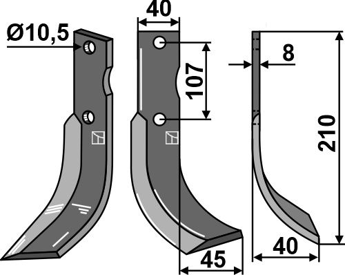 Fräsmesser, rechte Ausführung geeignet für: Calderoni nóż glebogryzark