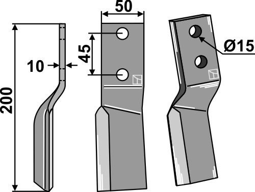 Rotorzinken - linke Ausführung geeignet für: Celli Fräsmesser und Rotorzinken