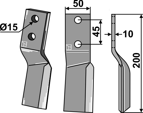 Rotorzinken - rechte Ausführung geeignet für: Celli Fräsmesser und Rotorzinken