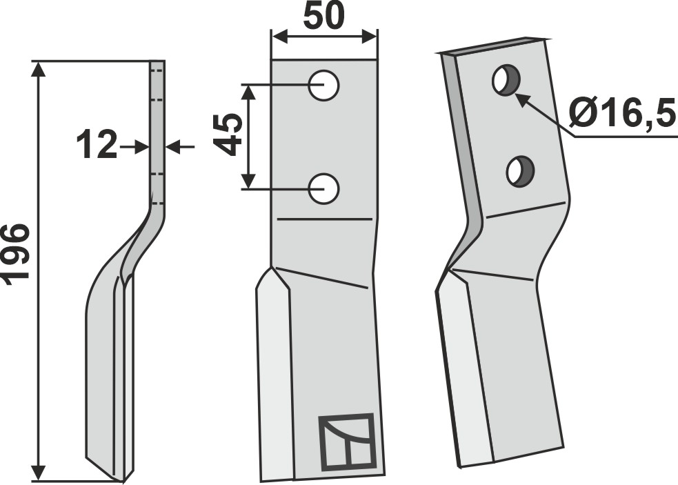 Rotorzinken, linke Ausführung geeignet für: Tortella Fräsmesser und Rotorzinken
