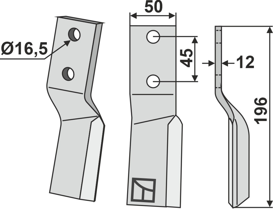Rotorzinken, rechte Ausführung geeignet für: Tortella Fräsmesser und Rotorzinken