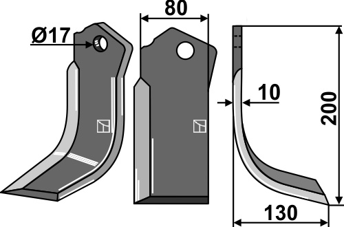 Fräsmesser, rechte Ausführung geeignet für: Celli Fräsmesser und Rotorzinken
