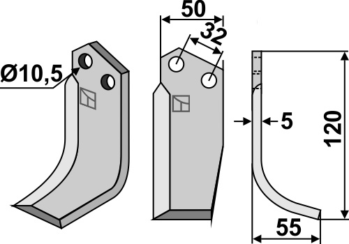 Fräsmesser, rechte Ausführung geeignet für: Comeb blade and rotary tine