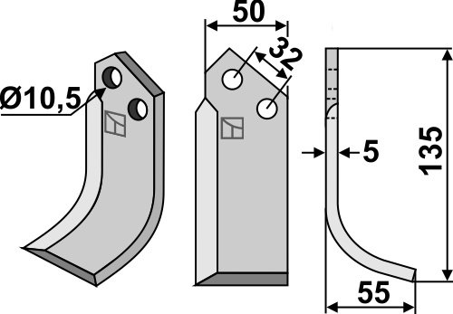 Fräsmesser, rechte Ausführung geeignet für: Comeb blade and rotary tine