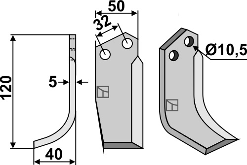 Fräsmesser, linke Ausführung geeignet für: Comeb lame de couteau et dent rotative