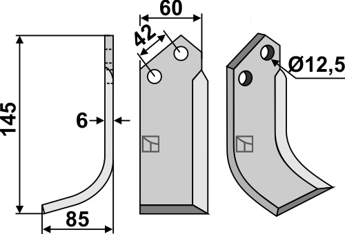 Fräsmesser, linke Ausführung geeignet für: Comeb cuchilla y cuchilla de rotavator