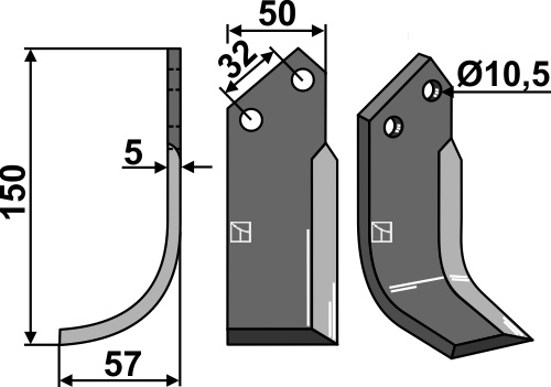 Fräsmesser, linke Ausführung geeignet für: Comeb lame de couteau et dent rotative