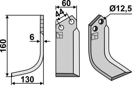 Fräsmesser, linke Ausführung geeignet für: Agritalia Fräsmesser