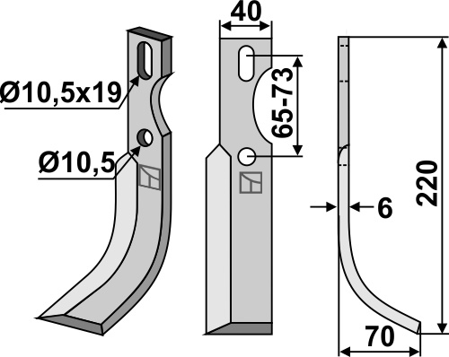 Universal Fräsmesser, rechte Ausführung geeignet für: Diesse  nóż glebogryzark