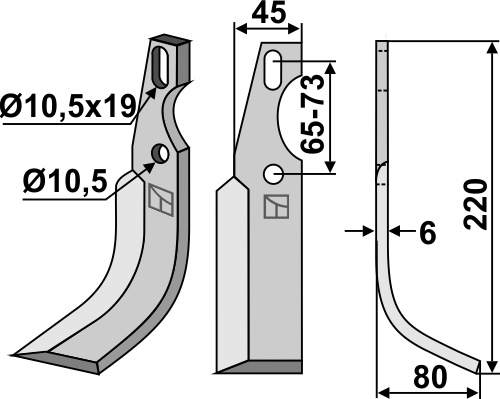 Universal Fräsmesser, rechte Ausführung geeignet für: Diesse  nóż glebogryzark