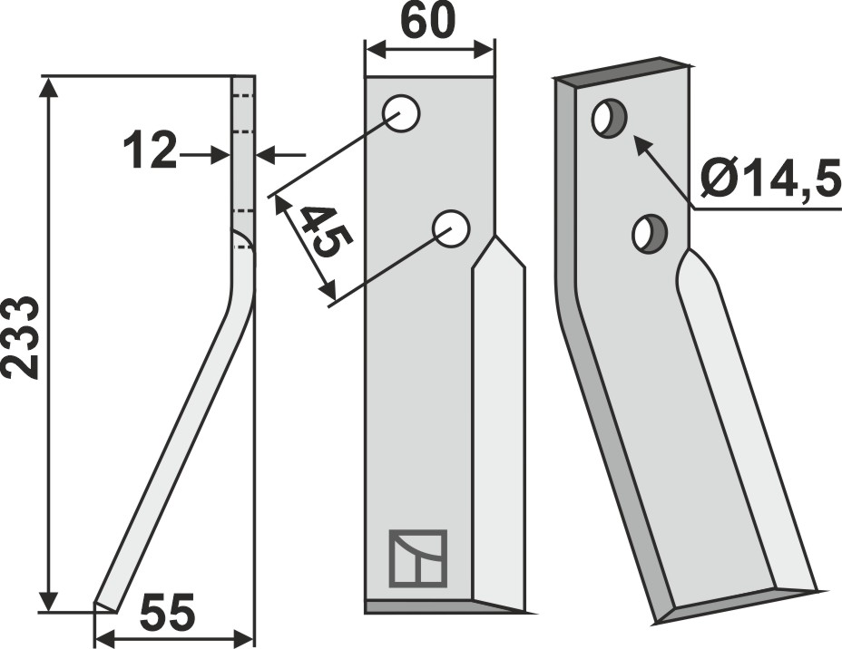 Rotorzinken, linke Ausführung geeignet für: Falc Fräsmesser