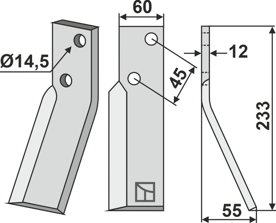 Rotorzinken, rechte Ausführung geeignet für: Falc blade