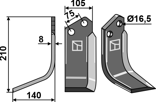 Fräsmesser, linke Ausführung geeignet für: Falc fræserkniv