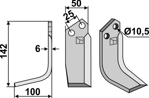 Fräsmesser, linke Ausführung geeignet für: Ferrari nóż glebogryzark
