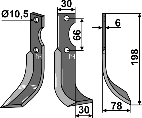 Fräsmesser, rechte Ausführung geeignet für: Ferrari nóż glebogryzark