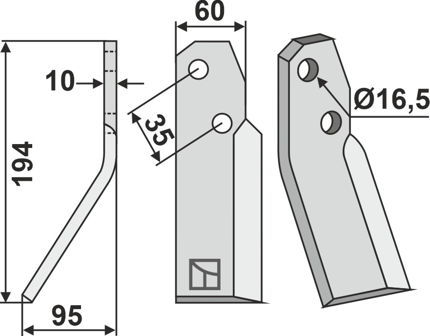 Rotorzinken, linke Ausführung geeignet für: Falconero Fräsmesser und Rotorzinken