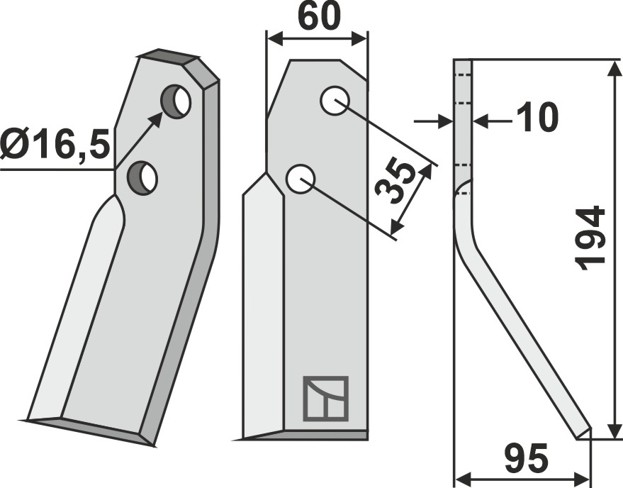 Rotorzinken, rechte Ausführung geeignet für: Falconero cuchilla y cuchilla de rotavator