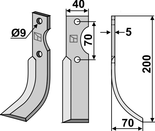 Fräsmesser 200x40mm, rechts geeignet für: Adriatica blade 