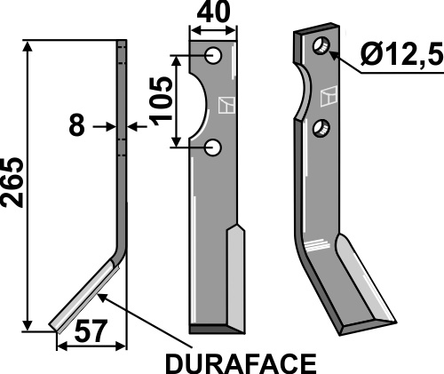 Fräsmesser DURAFACE, linke Ausführung geeignet für: Forigo-Roteritalia cuchilla y cuchilla de rotavator