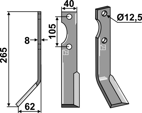Fräsmesser, linke Ausführung geeignet für: Forigo-Roteritalia nóż glebogryzarki i ząb obrotowy