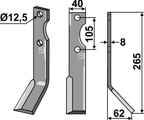 Fräsmesser, rechte Ausführung geeignet für: Forigo-Roteritalia nóż glebogryzarki i ząb obrotowy