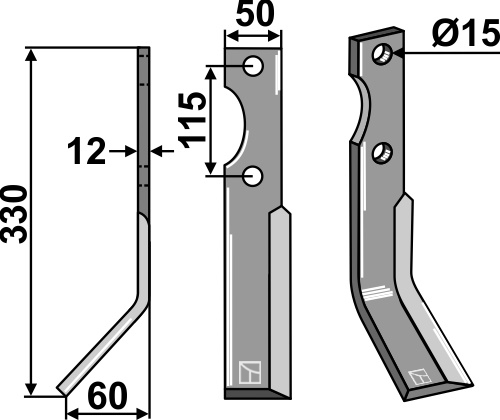 Fräsmesser, linke Ausführung geeignet für: Forigo-Roteritalia Fräsmesser und Rotorzinken