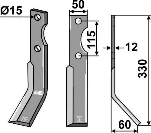 Fräsmesser, rechte Ausführung geeignet für: Forigo-Roteritalia Fräsmesser und Rotorzinken