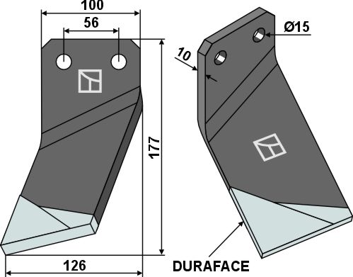 Rotary tine DURAFACE 177x100mm, left geeignet für: Forigo-Roteritalia blade and rotary tine