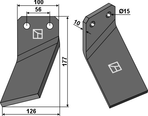 Rotary tine 177x100mm, left geeignet für: Forigo-Roteritalia blade and rotary tine