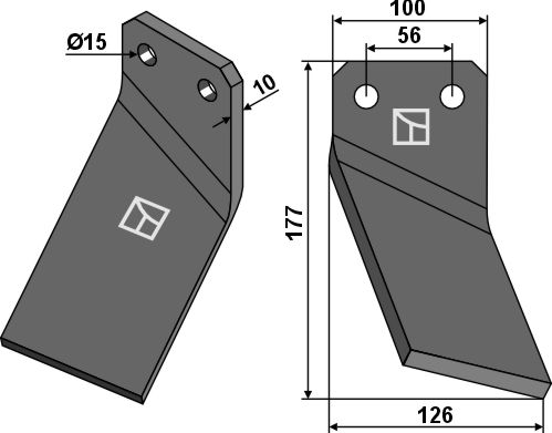 Rotary tine 177x100mm, right geeignet für: Forigo-Roteritalia blade and rotary tine