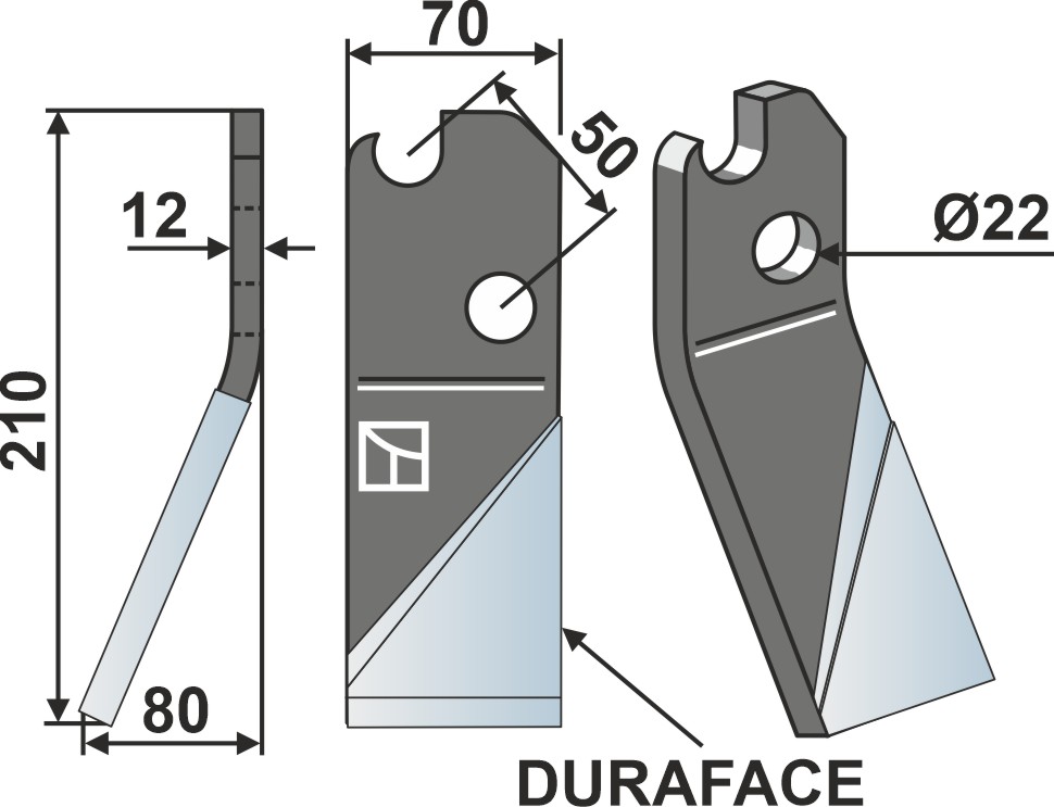 Rotorzinken DURAFACE, linke Ausführung geeignet für: Moate Dent rotative