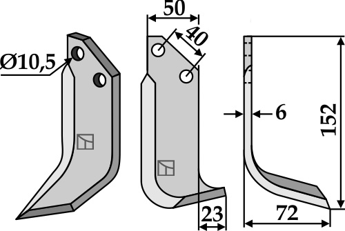 Fräsmesser, rechte Ausführung geeignet für: B.C.S. nóż glebogryzark