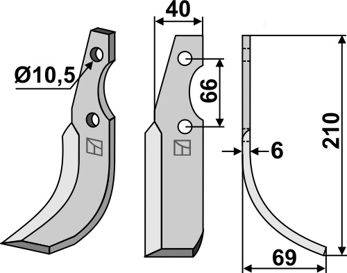 Fräsmesser, rechte Ausführung geeignet für: Grillo (Pinza) nóż glebogryzark