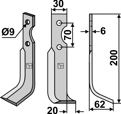 Fräsmesser, rechte Ausführung geeignet für: Honda nóż glebogryzark