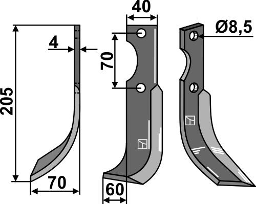 Fräsmesser, linke Ausführung geeignet für: Honda nóż glebogryzark