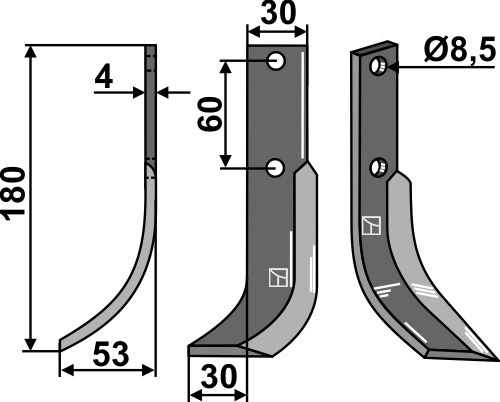 Fräsmesser, linke Ausführung geeignet für: Honda Fräsmesser