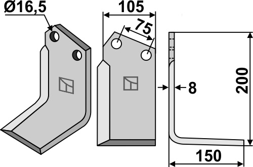 Fräsmesser 200x105mm, rechts geeignet für: Huard cuţit freză