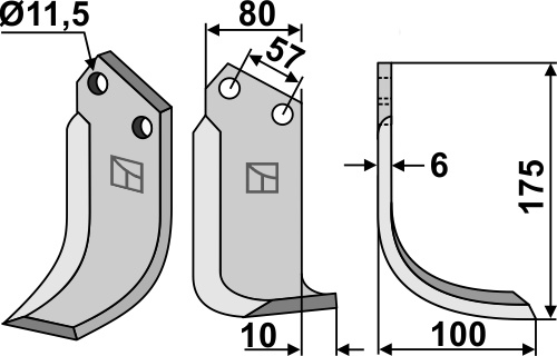 Fräsmesser, rechte Ausführung geeignet für: Howard Fräsmesser und Rotorzinken