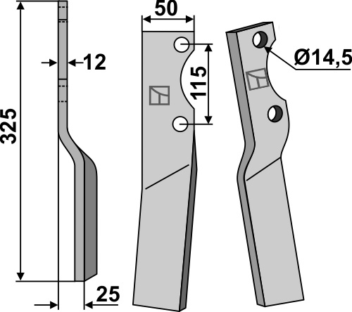 Rotorzinken, linke Ausführung geeignet für: Howard cuchilla y cuchilla de rotavator