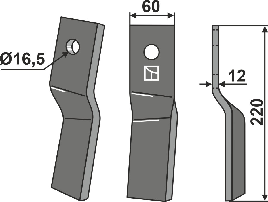 Rotorzinken, linke Ausführung geeignet für: Kongskilde cuchilla y cuchilla de rotavator