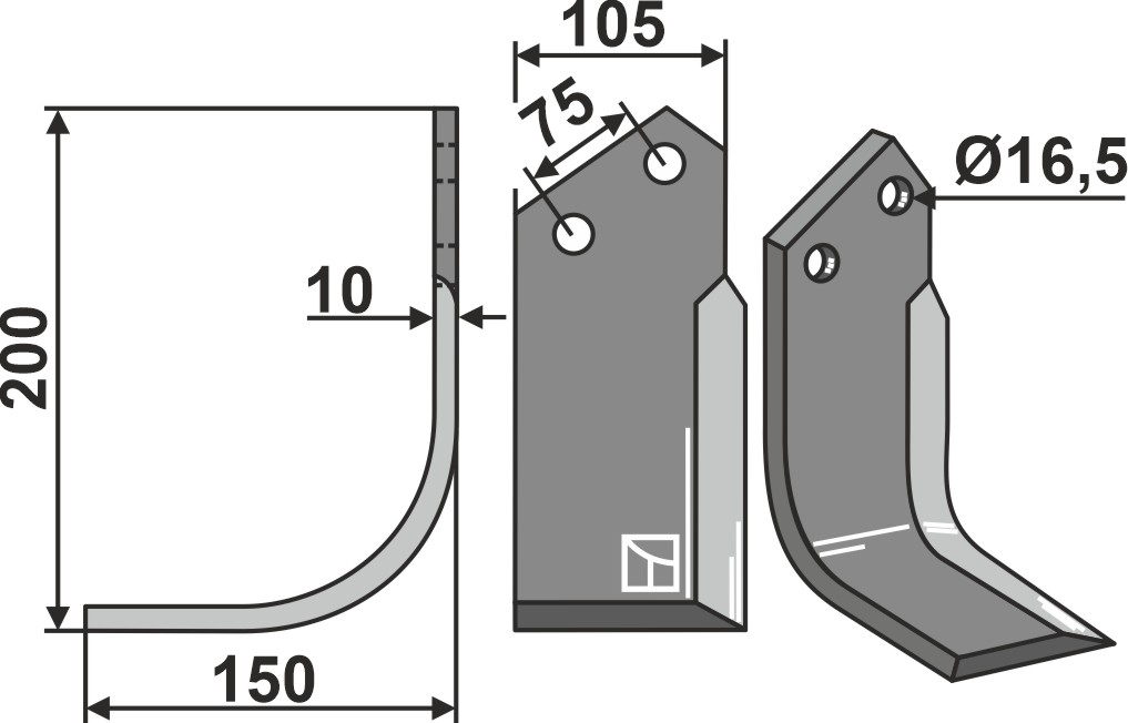 Fräsmesser, linke Ausführung geeignet für: Howard blade and rotary tine
