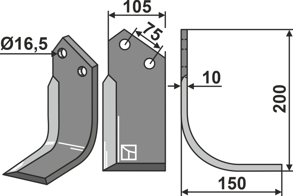Fräsmesser, rechte Ausführung geeignet für: Howard Fräsmesser und Rotorzinken