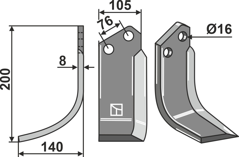 Fräsmesser, linke Ausführung geeignet für: Howard freesmes en rotortanden