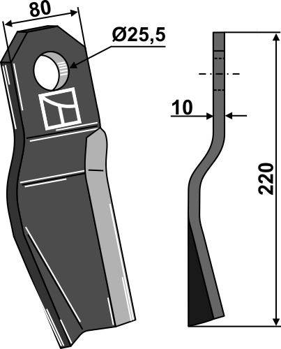 Gedrehtes Messer - linke Ausführung geeignet für: Röll Y-knive, bio knive, slagle, skær (skeformet)
