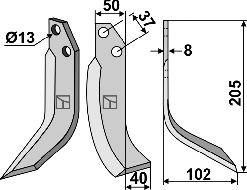 Fräsmesser, rechte Ausführung geeignet für: JNC nóż glebogryzark